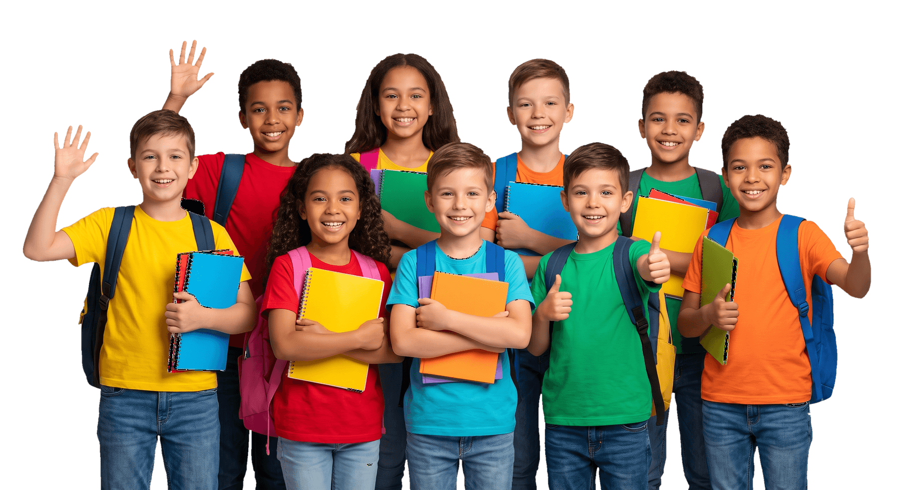 Diverse group of happy students holding books